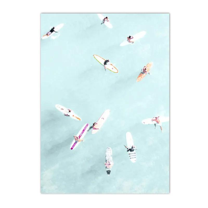 Seascape Canvas Poster Surfing Wall Art Summer Beach Sea Print Shell Posters Painting Nordic Wall Pictures Living Room Decor