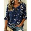 Women's White Lace Floral Print Tie Neck Blouse, Casual Loose Tops for Spring Summer Daily Wear & Vacation Occasions