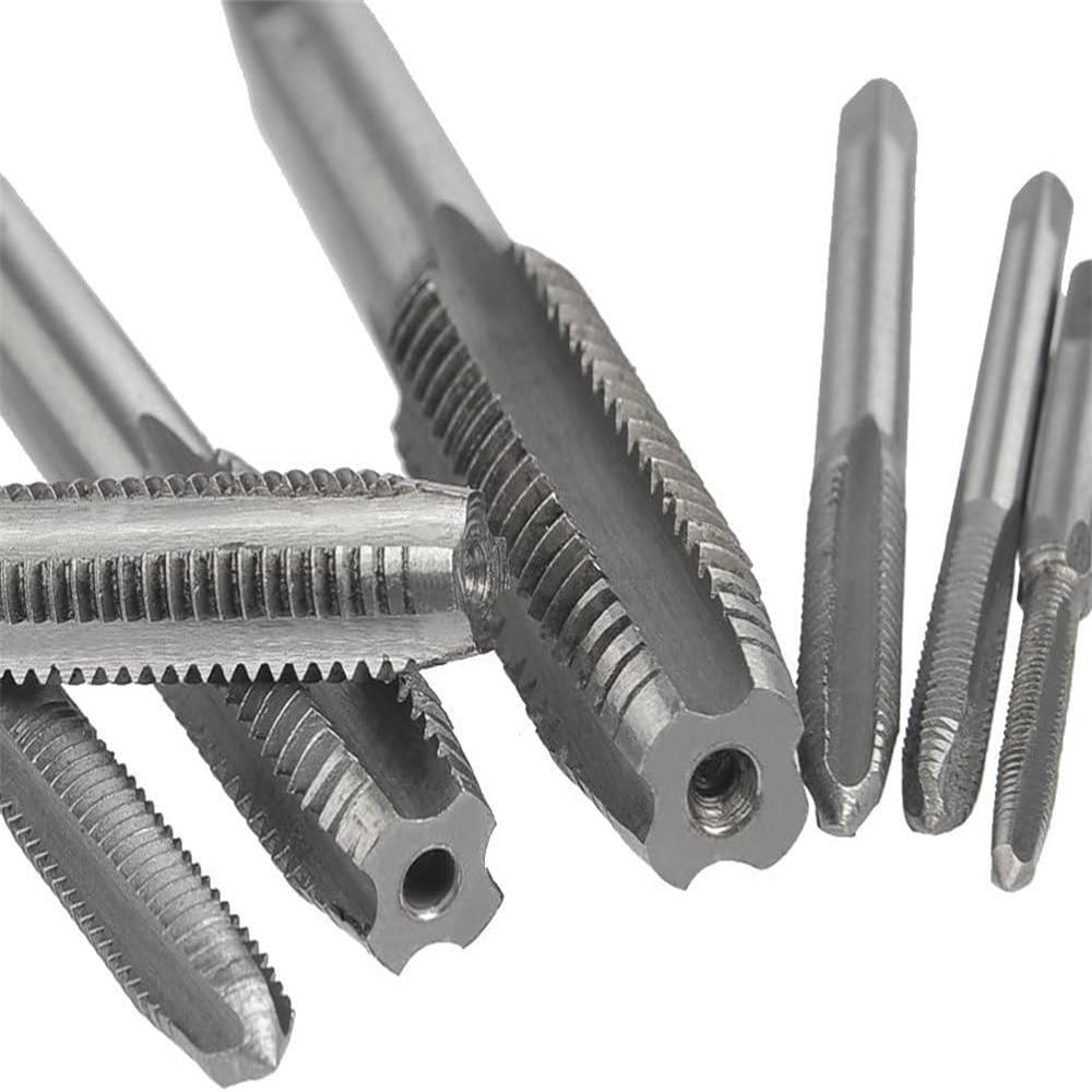 7 Pieces Square Shank Pointed Straight Groove Thread Tapping Internal Thread Tapping Tool Set, HSS Tapping Tool Set M3-M12 Hand