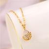 Elegant Water Drop Pendant Necklace 18K Gold Titanium Steel Water Drop Crystal Zircon Necklace for Women