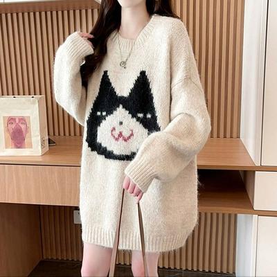 Suéter para Mulheres Outono Inverno Pulôver Espesso Quente Tricotado Elástico Manga Longa Jumper Oversize Tops