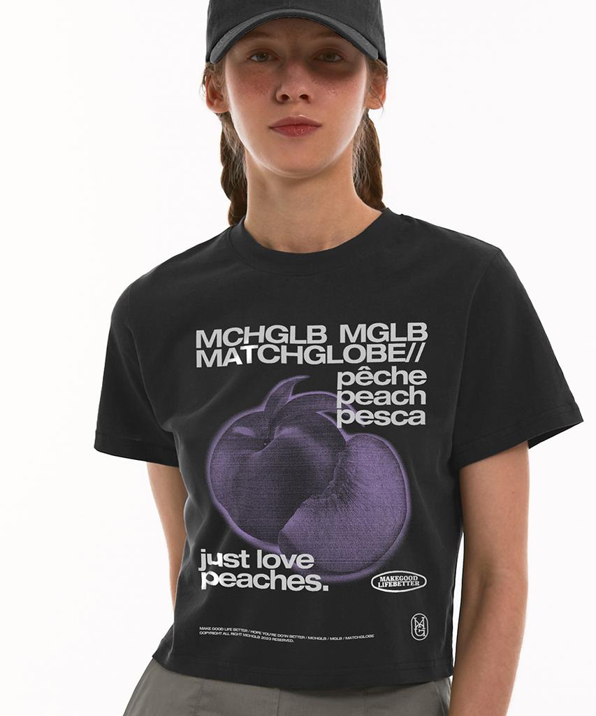MATCHGLOBE Peach Crop Top (Black)