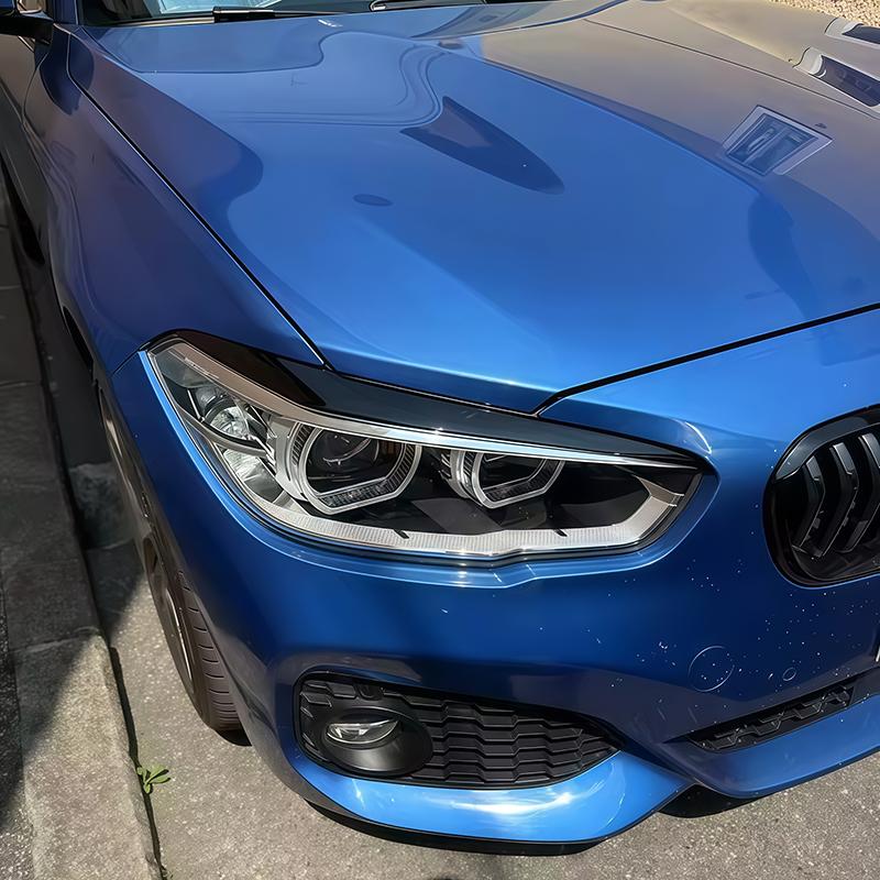 For BMW 1 Series F20 F21 118i 120i 2015 - 2018 High Quality ABS Car Front Headlights Eyebrow Eyelids 3D Stickers Glossy Black