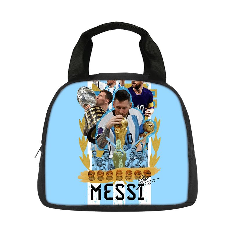 M-Messi School Handbag Insulated Lunch Bag Football Star Student Bento Food Container Bags Reusable Thermal Cooler Lunch Box