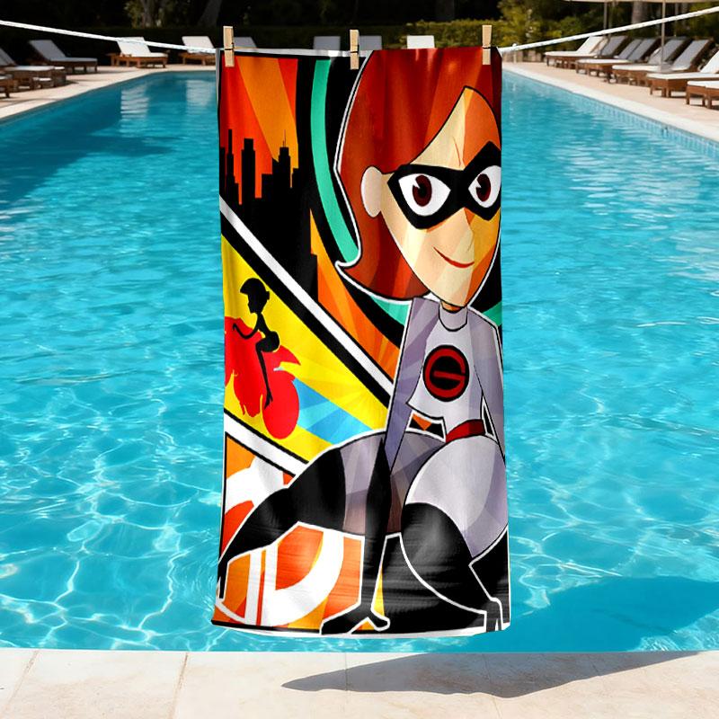 Incredibles Print Beach Towel Design, Soft, Lightweight. for Home Bathroom, Spa, Pool, Yoga, Surfing, Camping, Gift for Family, Friend