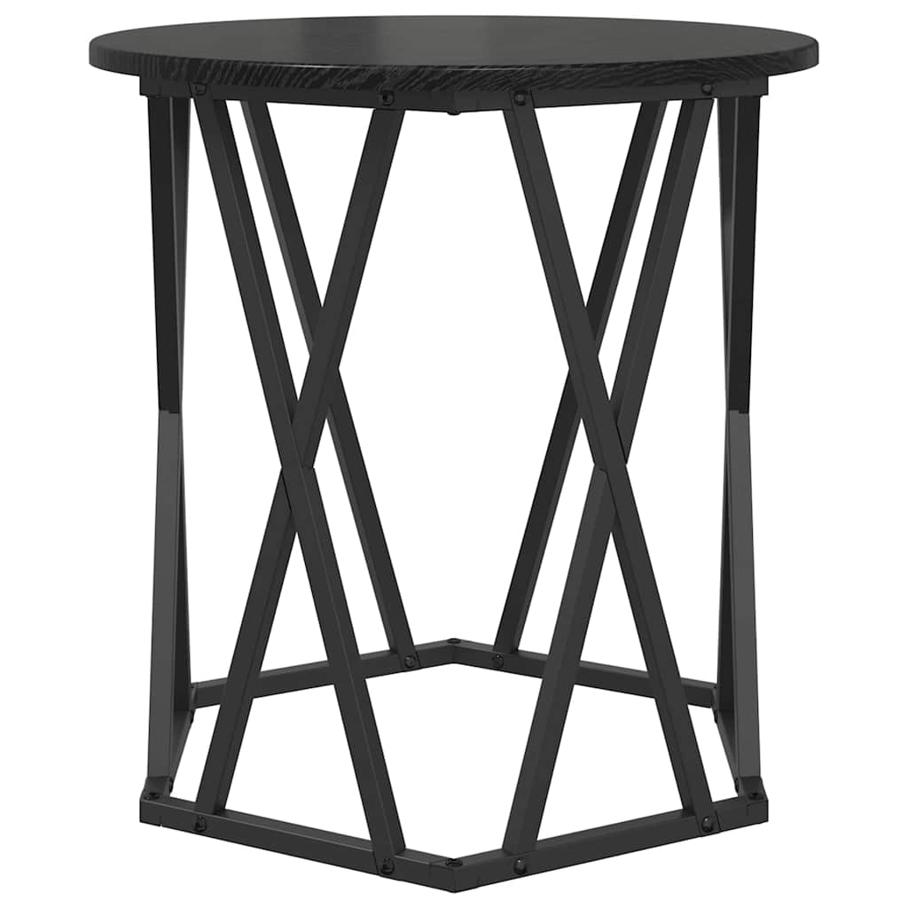 Coffee Table Set of 2 Black Oak Effect Engineered Wood and Steel