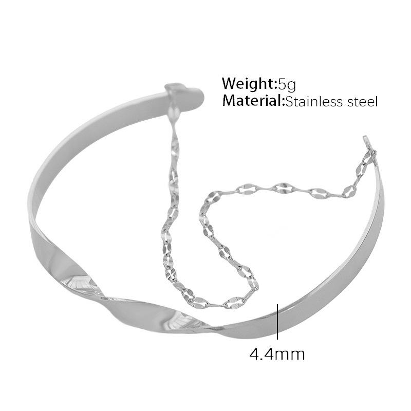 French Retro Fashion Geometric Titanium Steel Open Bracelet Women S Exaggerated Irregular Bracelet C-Shaped Bracelet Women S Collection