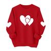 Valentines Sweatshirts For Women Love Heart Graphic Pullover R-neck Long Sleeve Tops Valentine's Day Sweatshirt