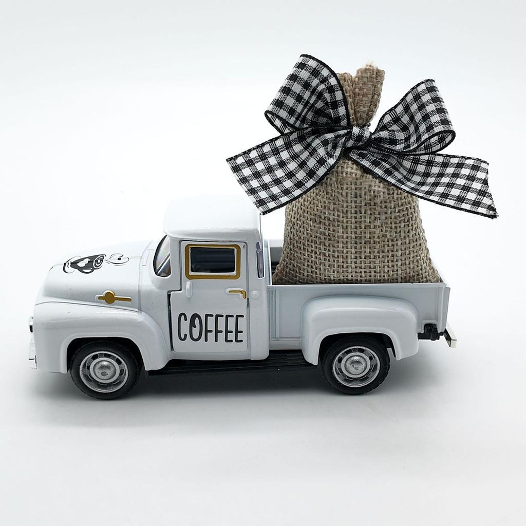 Bauernhaus Kaffee Bar Dekorationen Mini Metall LKW Modell mit abnehmbarem Jutesack Dekorationen für Küche und Etagenständer Präsentation