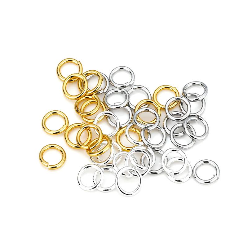 Color-preserving KC Gold Jump Rings: 200 Single Loop Flat Mouth Iron Connectors for DIY Bracelets & Necklaces