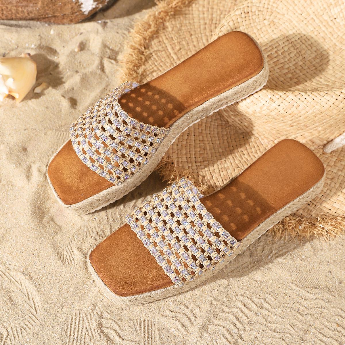 Women s Ethnic Woven Platform Sandals - 2026 Style, Rivet Hemp Rope, Wedge Heel, Comfortable  Casual 41 золотой