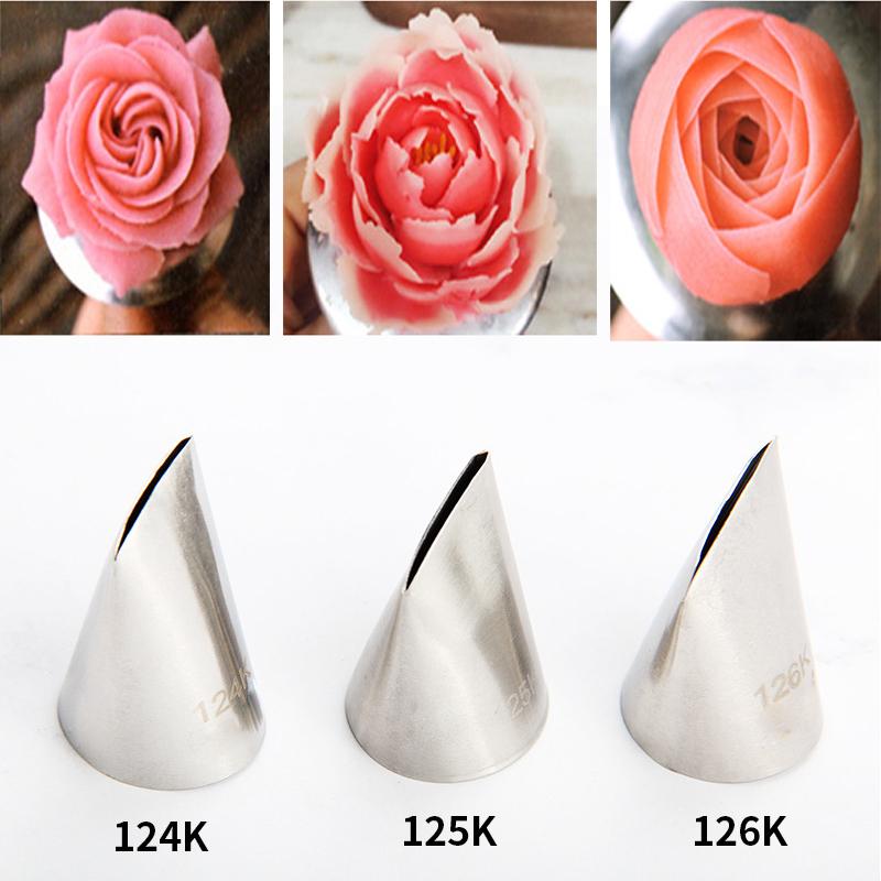 3pcs Rose Petal Nozzles Stainless Steel Pastry Nozzle Fondant Cake Decorating Nozzle Confectionery Icing Piping Tips Baking Tool
