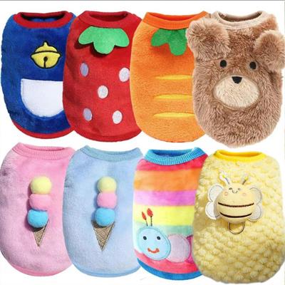 Cartoon Puppy Flannel Warm Cat Teacup Dog Little Puppy Dog Cat Teddy Clothes Dog Vest