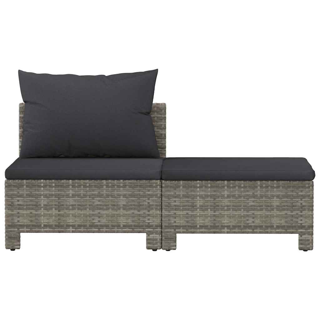 2 Piece Garden Lounge Set with Cushions Gray Poly Rattan