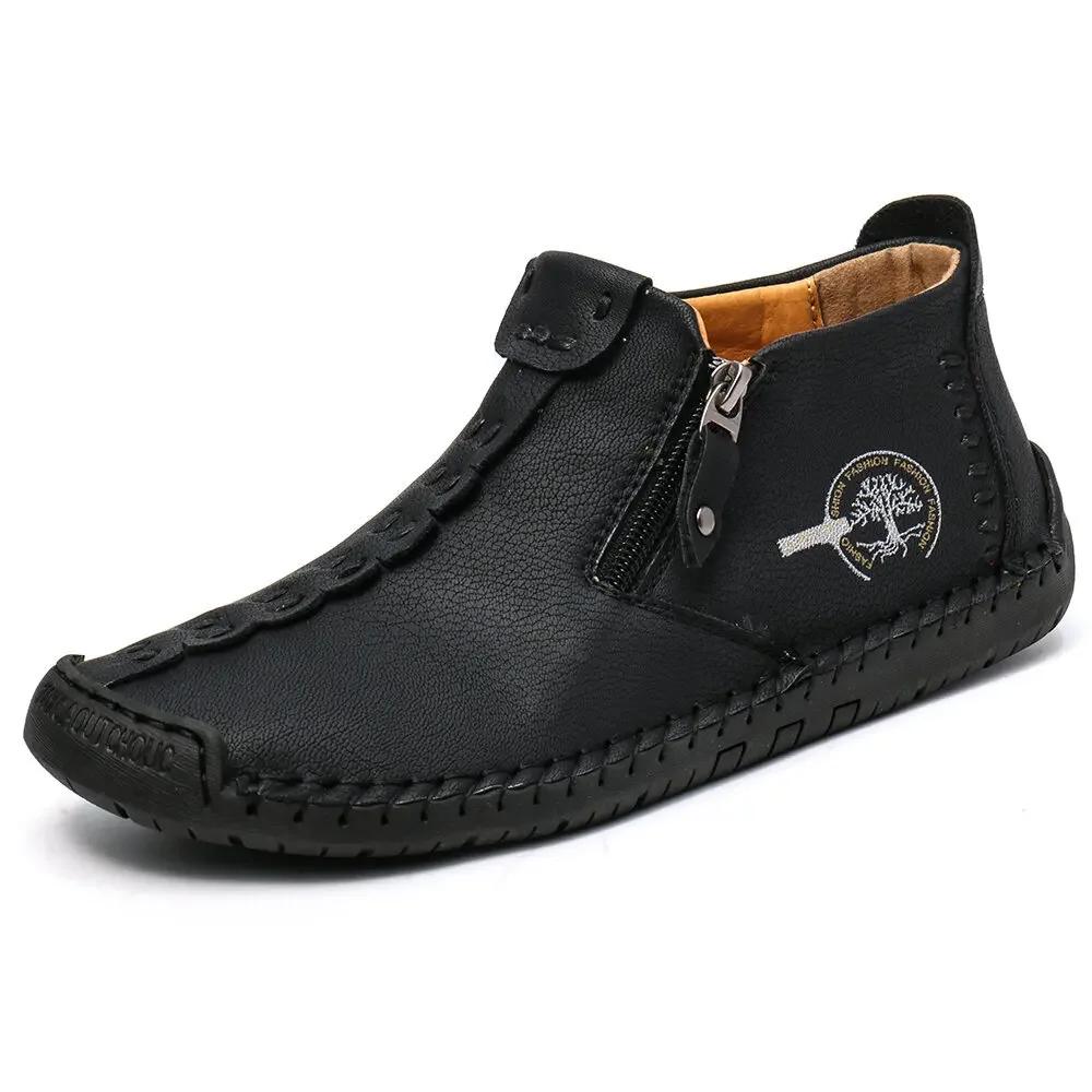 Fashion Autumn Men Boots Handmade Casual Ankle Boots For Man Winter Boot With Fur Keep Warm Shoes Male Hombres Botas