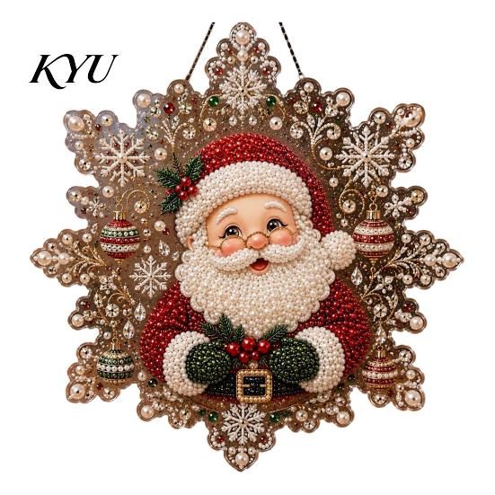 Presentes Lembrança Feitos à Mão para Amigos Natal Arte com Pérolas Artificiais Kit de Enfeite para Pendurar, Pintura com Contas DIY Suprimentos de Floco de Neve Acrílico Suncatcher,