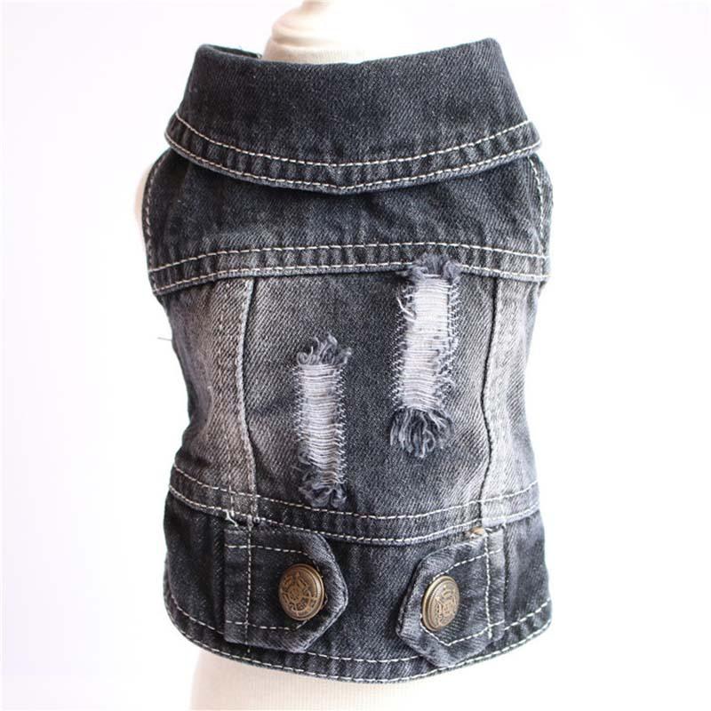 Pet Cake Ruffle Dress Cute Lightweight Dog Vest Bichon Teddy Small Dog Clothes Solid Dog Denim Jacket Pet Jean Coat