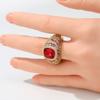 Luxury Inlaid Multicolored CZ Women's Ring Trendy Gold Color Geometry Daily Wear Party Jewelry Anniversary Gift
