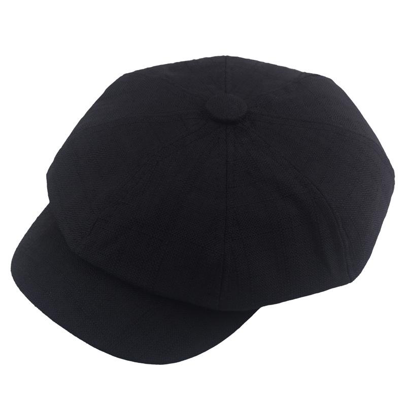 

Новая восьмиугольная шляпа унисекс, весна-лето, женский берет, мужская кепка художника, популярная шляпа, мужская кепка газетчика, винтажные шляпы 55-60cm чёрный