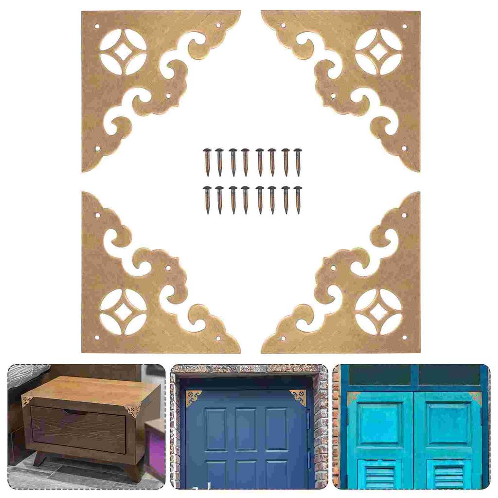 4 Pcs Corner Guard Quick Installation Guards Wardrobe Triangle Decorative Protectors Brass Chinese Style Affordable