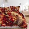 3pcs Golden Lion of Fire Bedding Set, Including 1 Quilt Cover and 2 Pillow Shams, Without Filling,