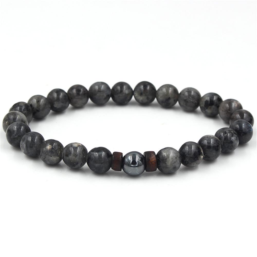 Volcanic and Black Iron Stone Couple Bracelets - Shining Gemstone Style.