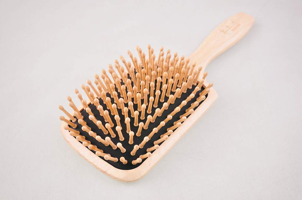 Pandora Hairbrush Gentle Scalp Massage Cushion Brush with Wooden Pins and Square Shape 71329,