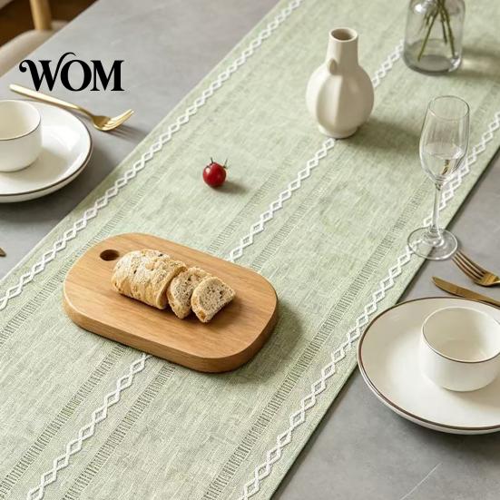 Camino de Mesa Versátil Algodón Lino para Mesa de Comedor, Minimalista Nórdico Escritorio Largo Línea Geométrica Cocina Café Té Decoración Natural Rústica para el Hogar