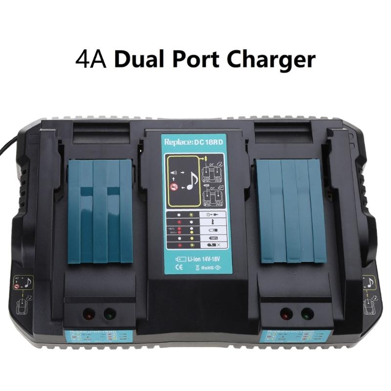 Dual Battery Charger 4A for 14.4V 18V BL1860 BL1840 BL1850 BL1845 DC18RA BL1415 BL1430 BL1830 DC18RC DC18RD