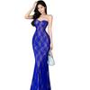 Royal blue temperament socialite lace suspender backless dress, high-end slim-fitting long dress, hip-wrapped fishtail dress dress dress.