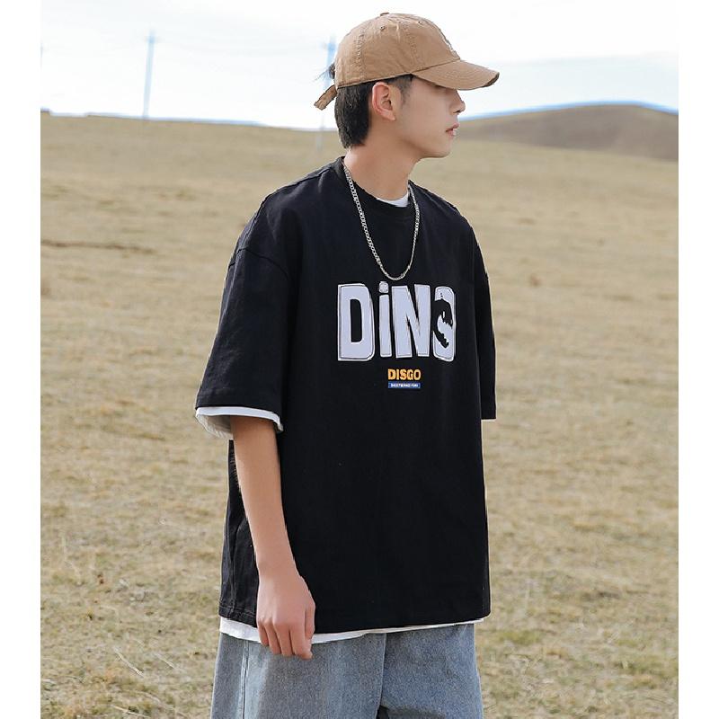 M-5XL Camisetas de manga corta para hombre Camiseta con estampado gráfico de letras Camiseta informal para hombre Tops retro con cuello redondo para