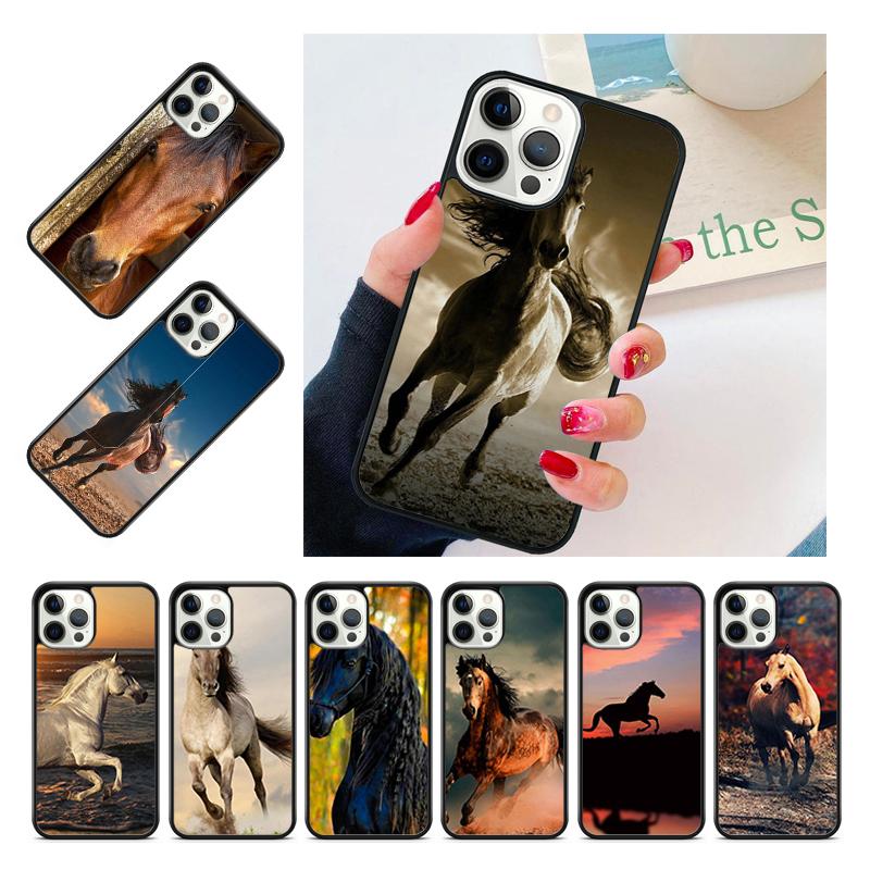 Black Strong Beauty Horse Stallion Cover For iPhone 17 Air 15 16 14 13 12 Pro Max 11 Pro Max Plus Phone Case Coque