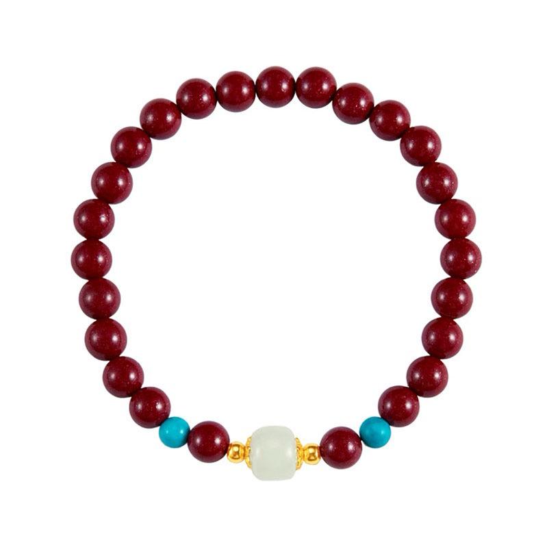 Purple Gold Vermilion Jadeite Turquoise Birthstone Bracelet - Year of Birth Gift & Souvenir