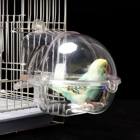 Parrot Bath 3 in 1 Hanging Birds Bath Transparent Parrot House Birdcage Bathing Box for Lovebirds Finches Parakeets