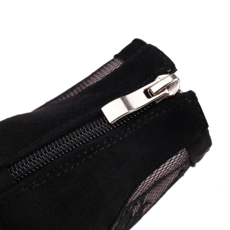 Sexy stilettstøvler kvinner Blomster blonder Mesh Nett naken ankelstøvletter Tynne høyhælte pek-tå sko stor størrelse 48