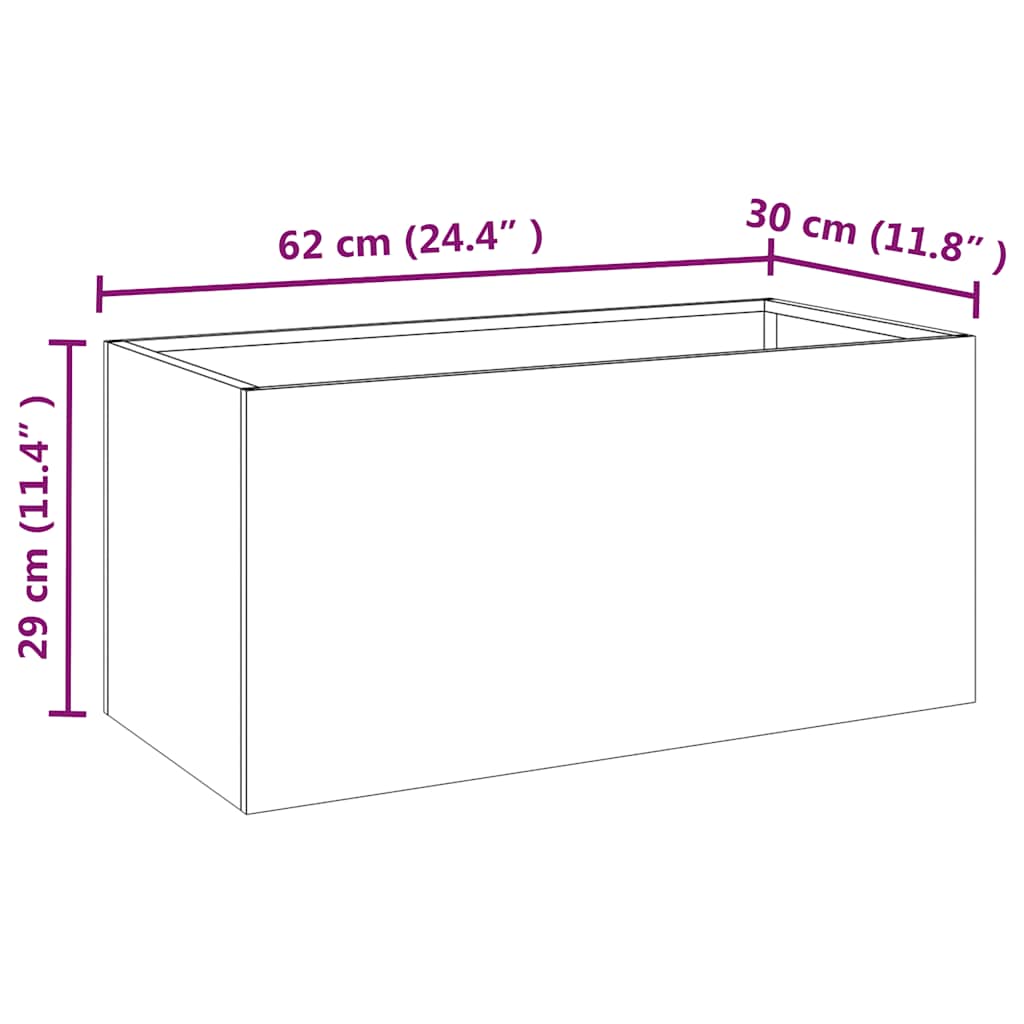 Planter Box 62x30x29 Cm Corten Steel