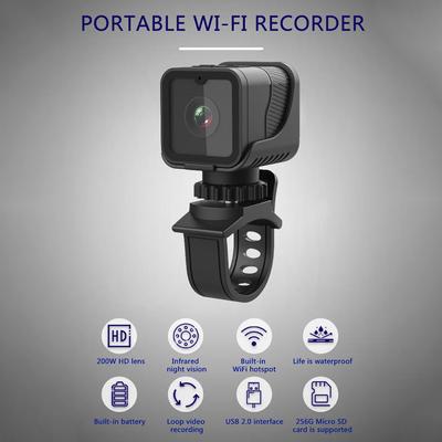 Mini caméra de sport portable haute définition 1080p avec point d'accès WiFi, caméra étanche, enregistreur de conduite de moto et de vélo