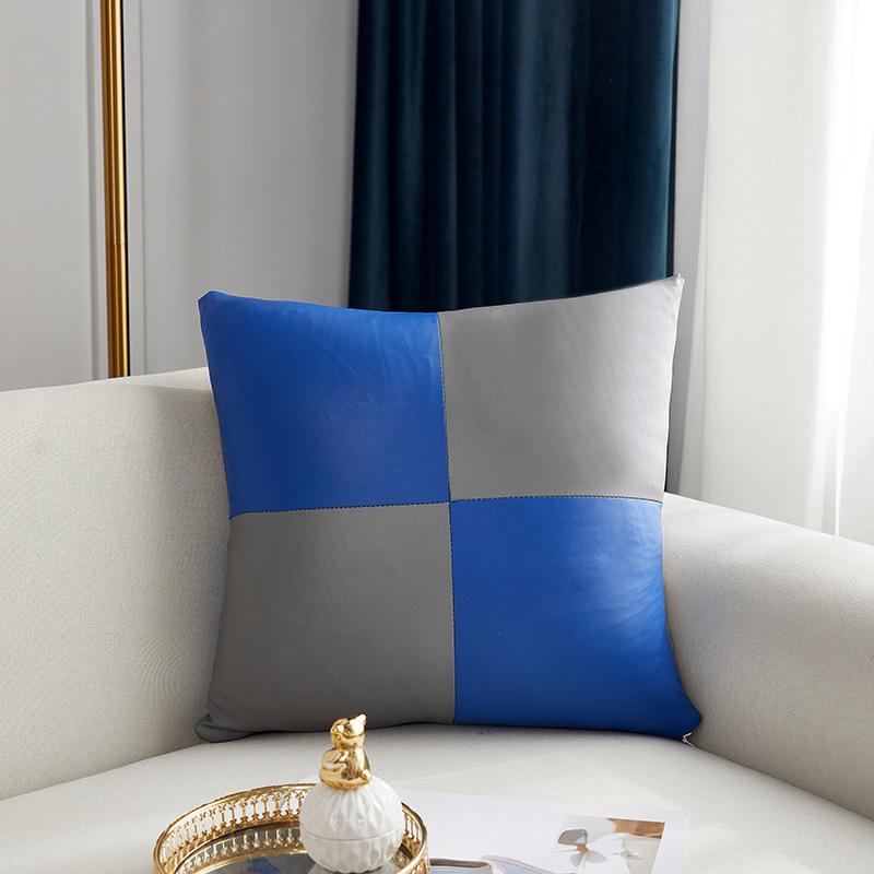 Pillow Cover 18x18 Inch Throw Faux Leather Pillow Covers, Square Modern Pillow Cases, PU Home Decorative Pillow Cushion Cover for Couch Sofa Chair Bed