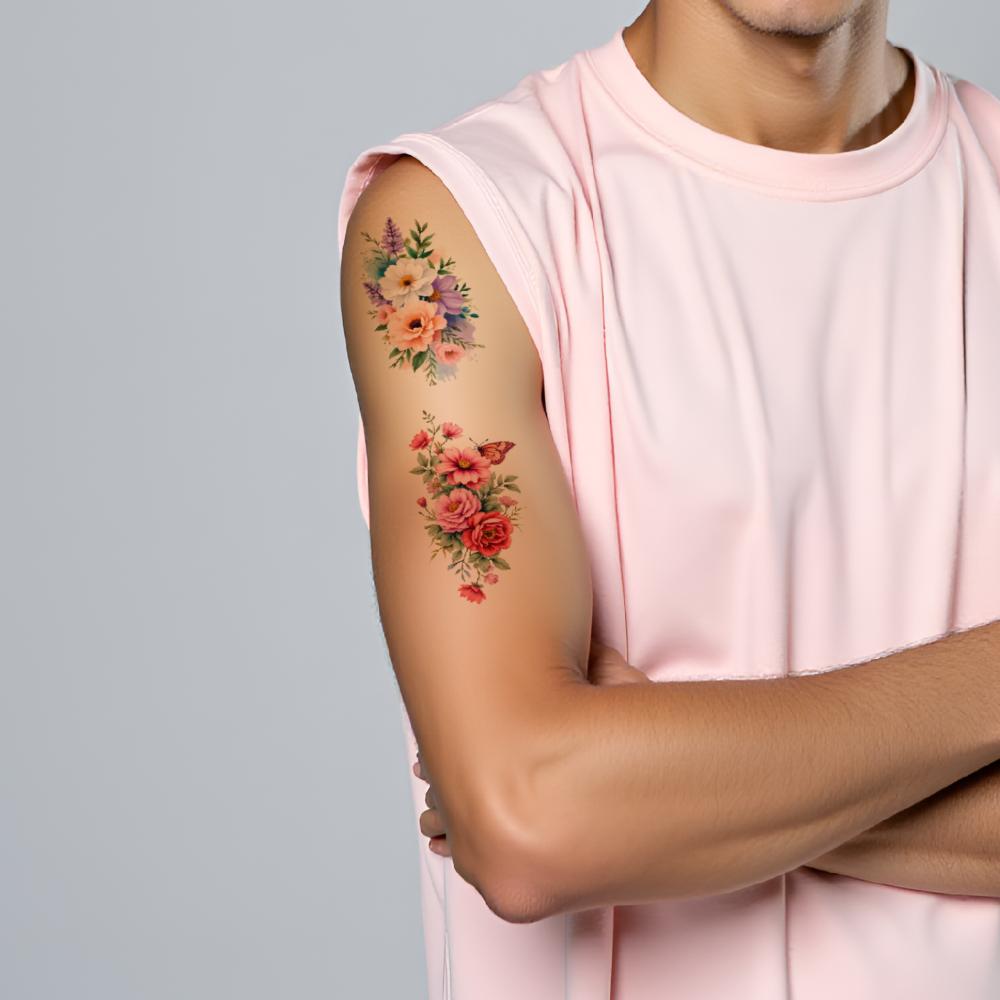 9pcs Temporary Tattoo Temporary Tattoo Stickers Butterflies Leaves Floral Patterns For Adult Thighs Shoulders
