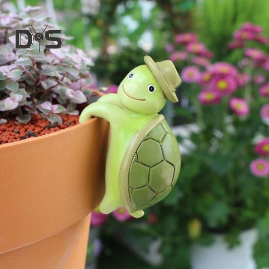 Resin Turtle Figurine Planter Hugger Plant Pot Hanger Hanging Turtle Statue Mini Turtle Sculpture for Flower Pots Edge Decor