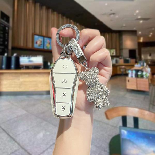 BYD Song Plus Key Cover & Diamond Bear Pendant Keychain