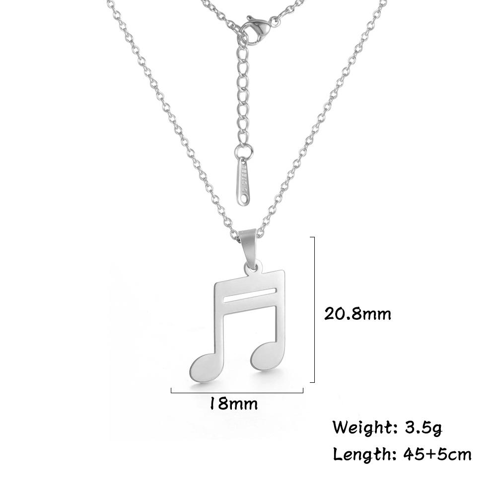 Teamer Stainless Steel Necklace for Women Music Note Instrument Guitar Pendant Charms Gold Plated Fashion Jewelry Romantic Gift