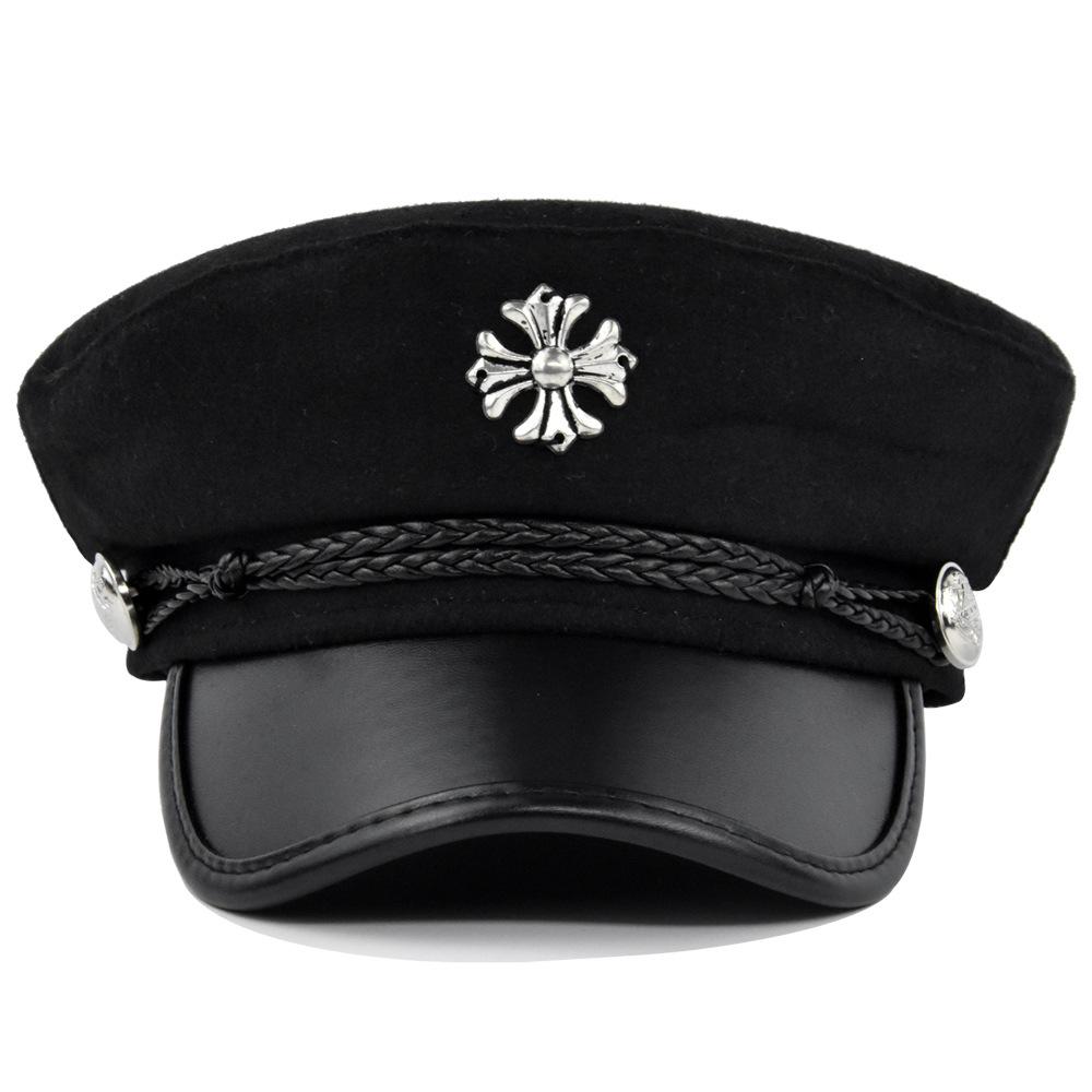 Winter Fashion Beret PU Leather Flat Top Hat Accessory