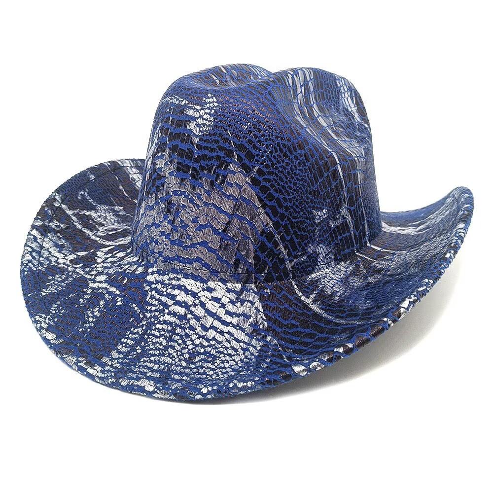 JYL TS DIY Crocodile Print Cowboy Hat Unisex PU Western Jazz Hat Faux Leather