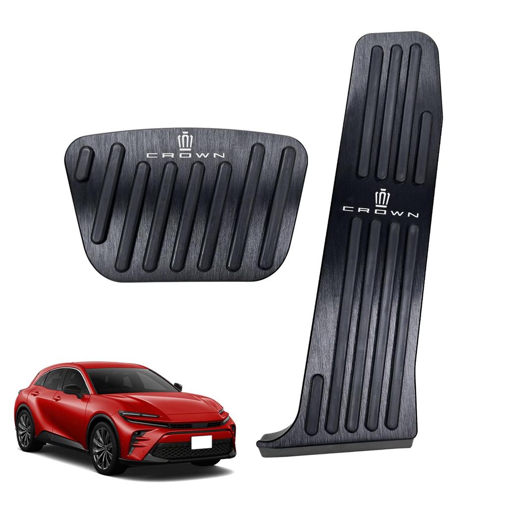 SUVVNE Aluminum Pedal Covers for Toyota Crown 35 Crossover TZSH35 AZSH35 2022 No Tools Brake and Accelerator and Interior Set Includes Japanese