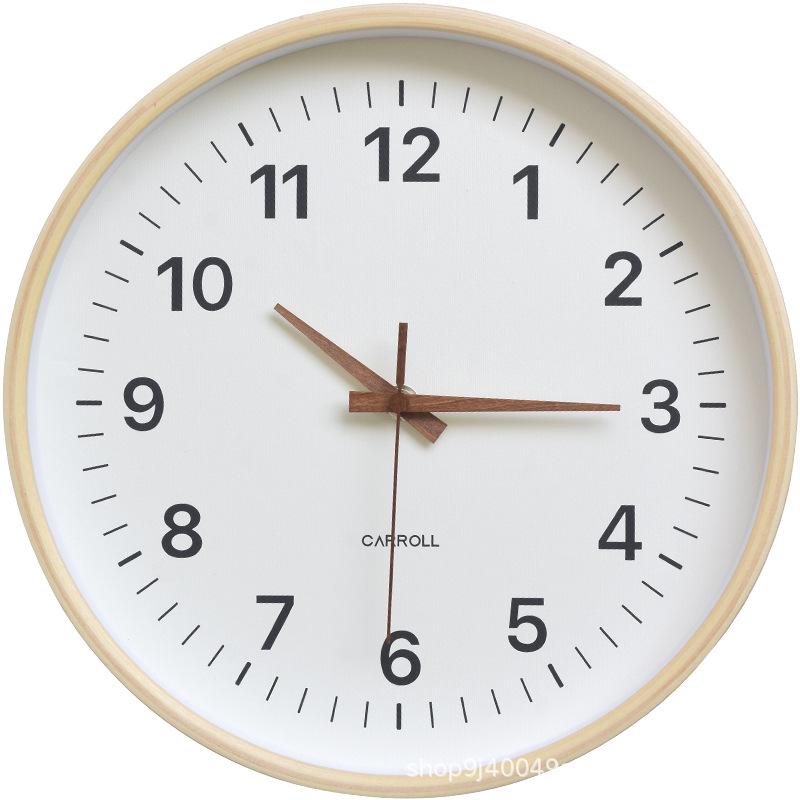 Japanese Silent Quartz Wall Clock - Modern Minimalist Solid Wood Design for Living Room