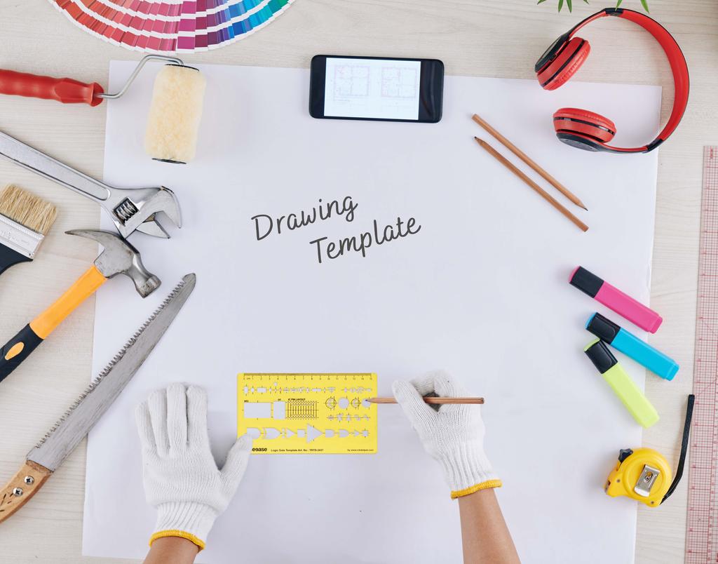 Traceease Elektrische Zeichnungsvorlage für Logikgatter, Zeichenschablone, Entwurfsvorlage, Messlineal