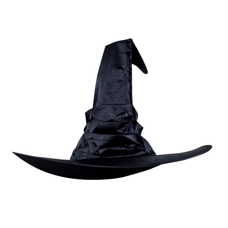WTEMPO 1PC Black Halloween Pleated Hat Creative Solid Color Party Club Masquerade Ball Curved Hat
