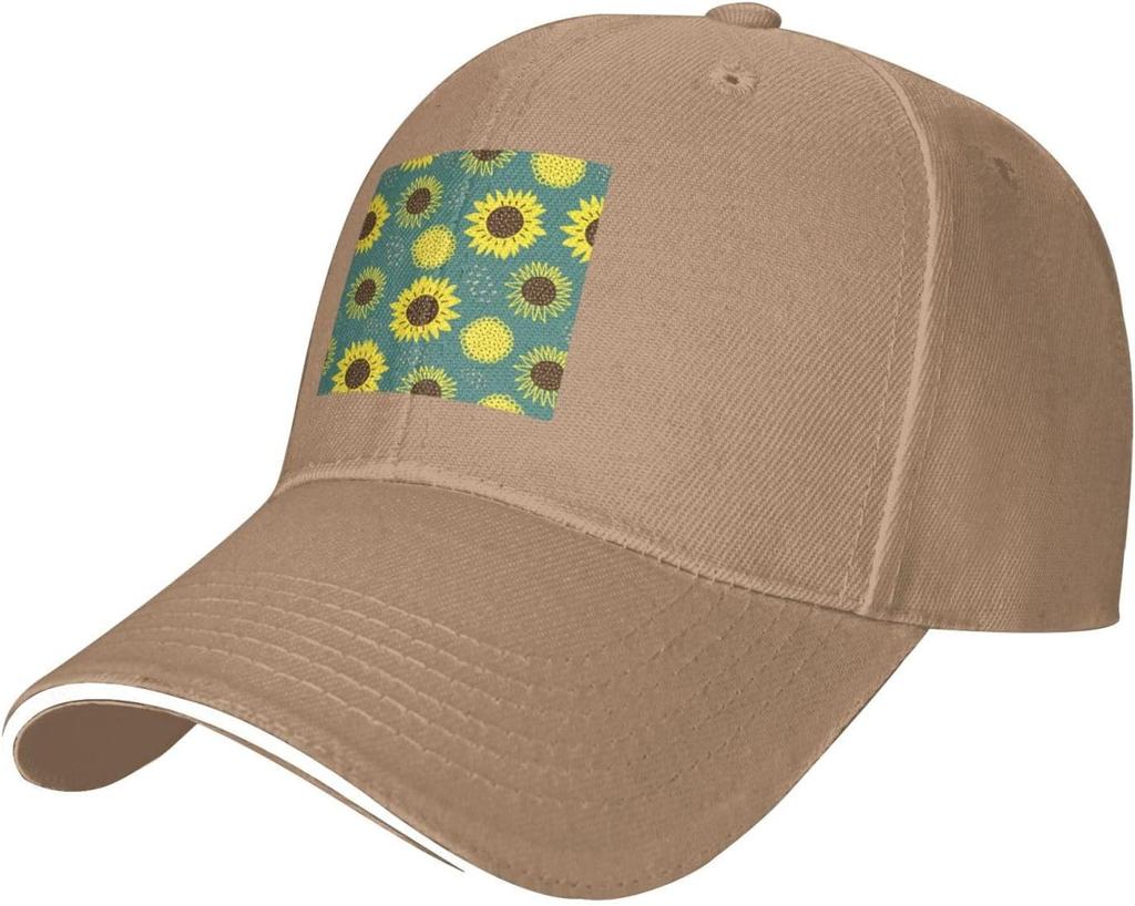 Sunflower Seamless Pattern Baseball Cap Polyester Casual Sun Protection Adjustable Outdoor Adult Hat