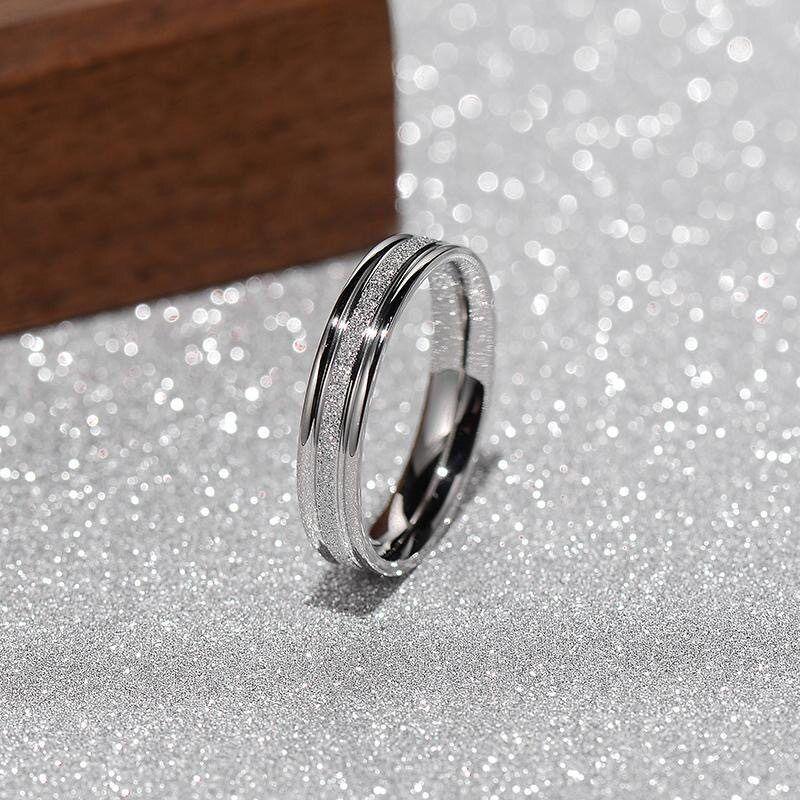 

Minimalist Frosted Ring 18K Gold European and American Fashion Plain Ring Colored Gold Titanium Steel Ring Cool Style High-End Feel Non-Fading Silver No. 4